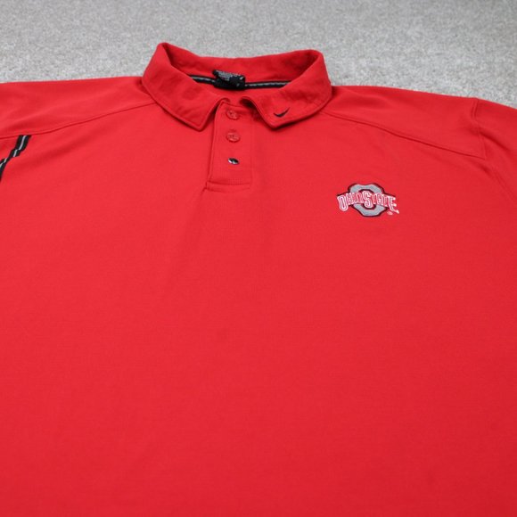 Nike Ohio State Buckeyes Polo Shirt Mens 2XL XXL Red Dri-Fit Pearl Snap S/S - Picture 7 of 16